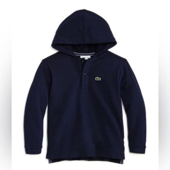Lacoste Other - NWT • Lacoste Navy Long Sleeve Hooded Polo Shirt Boys Size 16